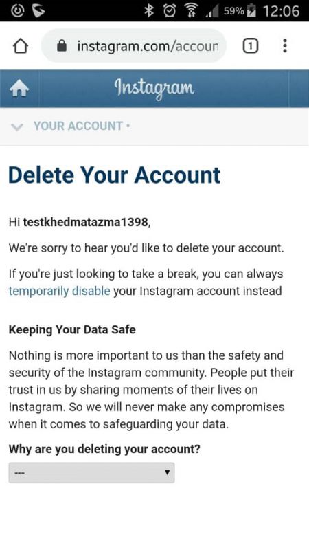 حذف دائم اکانت اینستاگرام - 3